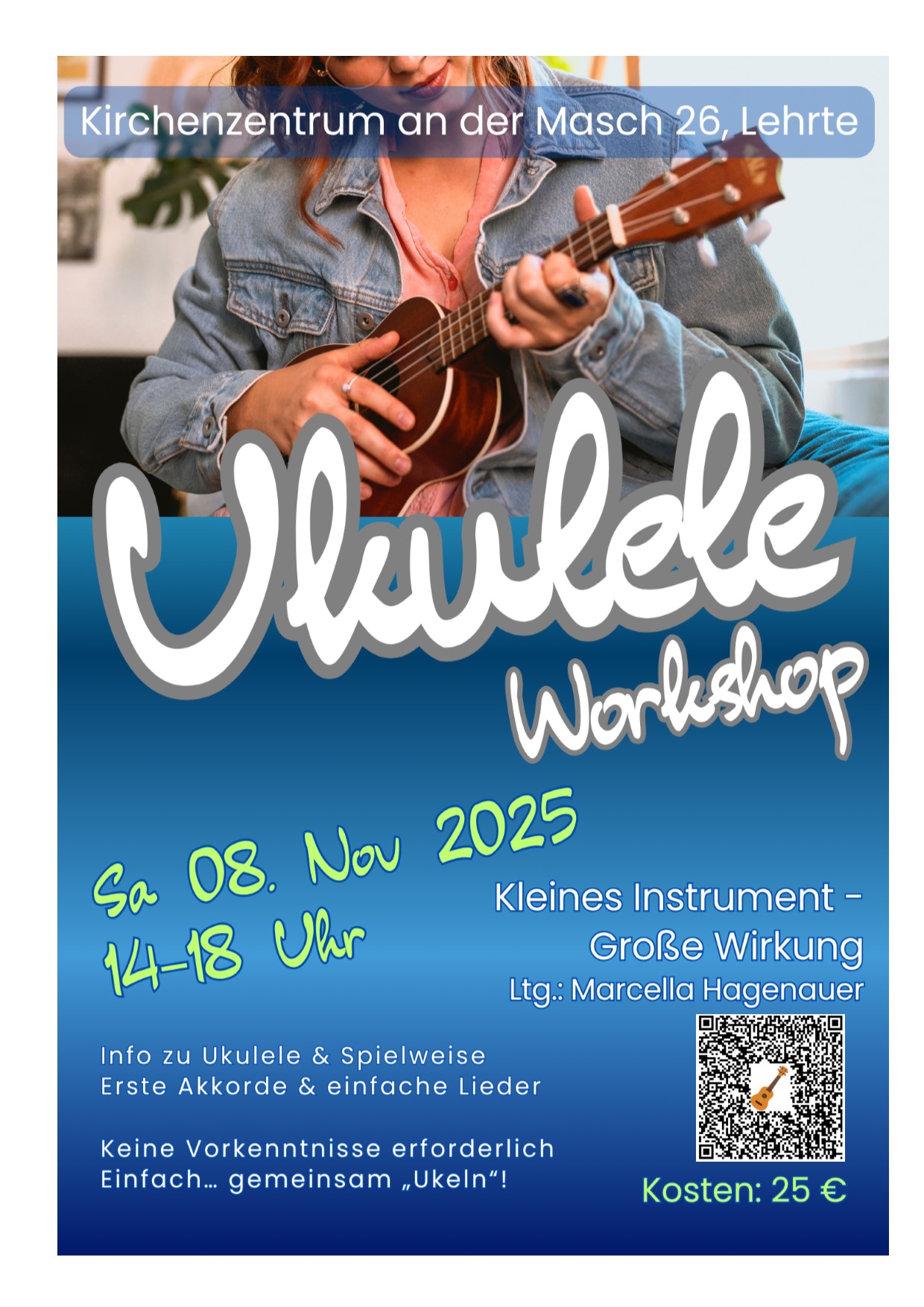 Einladungsplakat für den Workshop in blau